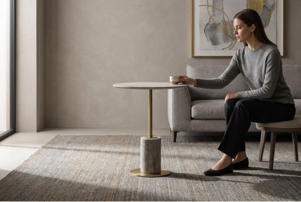Stolik kawowy Stolik kawowy Drewno Stolik Sofa Okrągły Tabela Grey