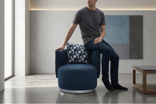 RelaxFotel Fotel Modern Blue Podkładka Materiał miejsce siedzące Design Modern