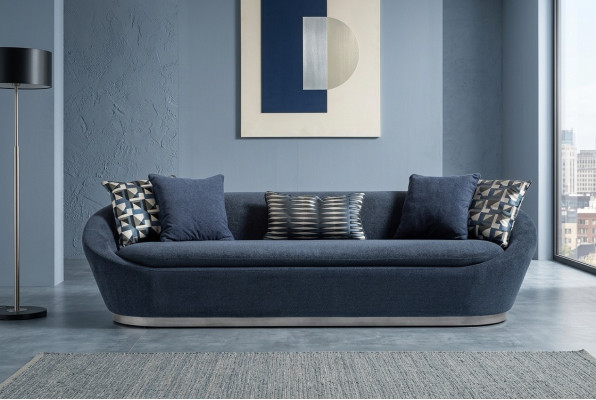 Nowoczesna sofa trzyosobowa 3 Siedziba sofa materiałowa niebieska sofa tapicerowana materiałowa