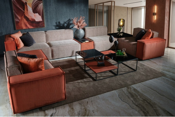Duża kanapa narożnikowa w kształcie litery U kanapa tapicerowana sofa pomarańczowa nowoczesna sofa