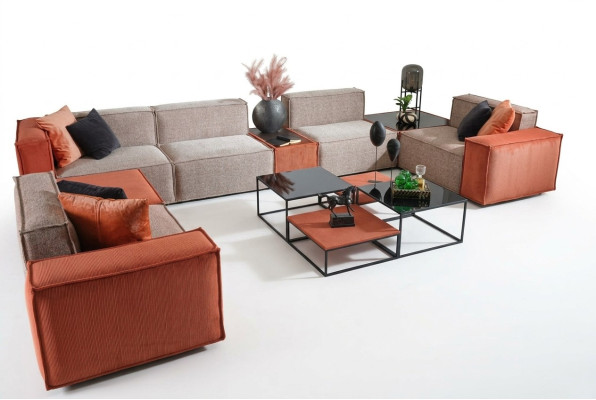 Duża kanapa narożnikowa w kształcie litery U kanapa tapicerowana sofa pomarańczowa nowoczesna sofa