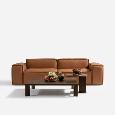 Luksusowa sofa trzyosobowa 3 miejsce do siedzenia brązowa sofa tapicerowana kanapa sztuczna skóra Nowość