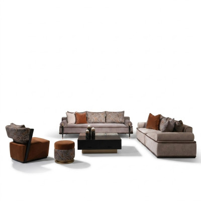 Kompletny zestaw wypoczynkowy 431 sofa materiałowa Fotel Sofas Grupa Gray Tabela