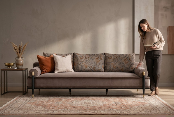 Sofa trzyosobowa 3 miejsce do siedzenia sofa materiałowa szara luksusowa sofa tapicerowana materiałowa