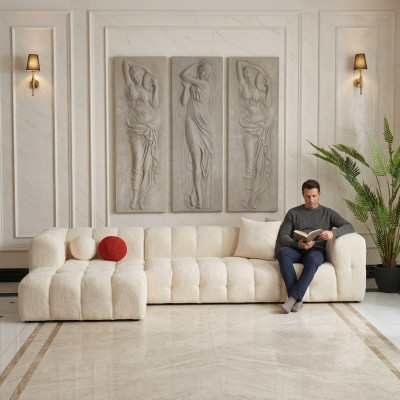 Narożnikowa kanapa kanapa materiałowa sofa tapicerowana nowoczesna luksusowa sofa Sofy Relaks Biały