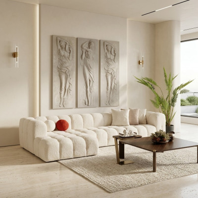 Narożnikowa kanapa kanapa materiałowa sofa tapicerowana nowoczesna luksusowa sofa Sofy Relaks Biały
