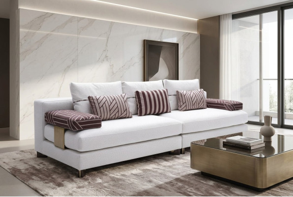 Sofa 4 miejsce do siedzenia Sofa materiałowa Sofa 4 miejsce do siedzenia Sofa tapicerowana Biały Sofy Modern