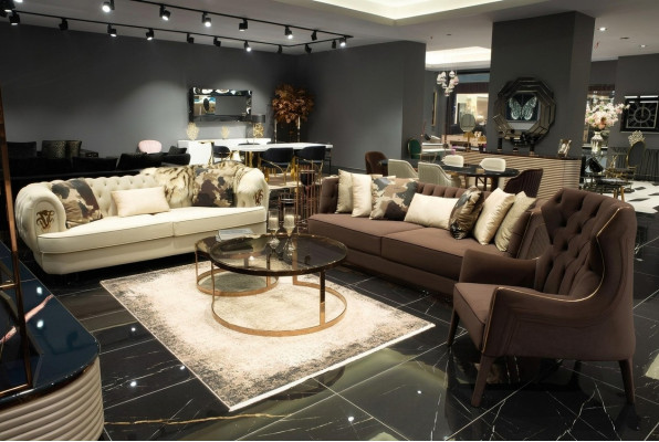 Zestaw sofowy trzyosobowa sofa materiałowa Fotel sofa tapicerowana brązowy zestaw sof