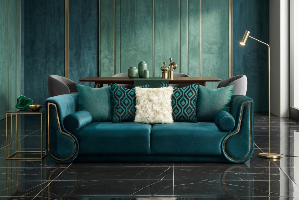 Sofa materiałowa trzyosobowa sofa 3 miejsce do siedzenia sofa tapicerowana nowoczesny design zielona nowa