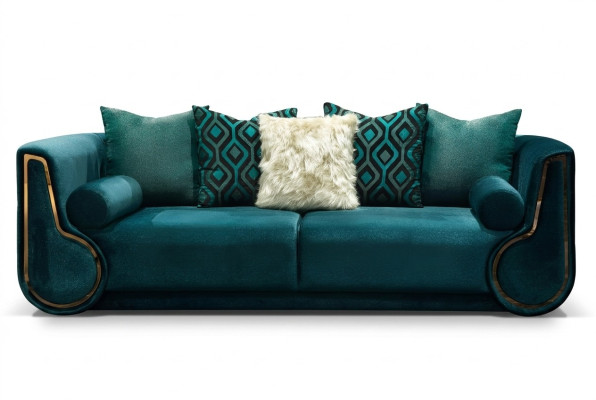 Sofa materiałowa trzyosobowa sofa 3 miejsce do siedzenia sofa tapicerowana nowoczesny design zielona nowa
