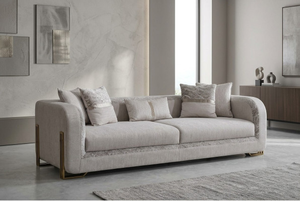 Sofa trzyosobowa 3 miejsce do siedzenia Sofa tapicerowana szara Sofa materiałowa Nowoczesne sofy