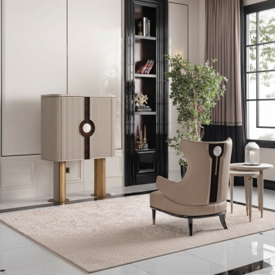 Fotel Grupa Living Room Szafka Barowa Nowoczesne UszyFotel Beżowa Szafa