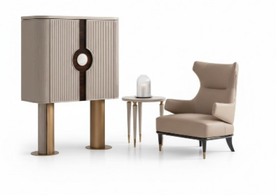 Fotel Grupa Living Room Szafka Barowa Nowoczesne UszyFotel Beżowa Szafa
