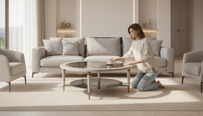 stolik kawowy Stolik kawowy sofa stolik Szkło salon beżowy
