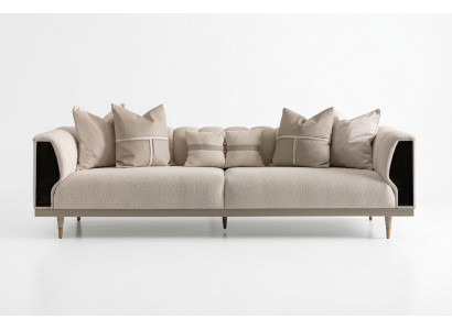 Luksusowa trzyosobowa sofa 3 miejsce do siedzenia Sofa tapicerowana w kolorze beżowym, nowoczesna sofa materiałowa