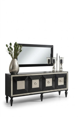 Kompletny kredens Kredens Szafa Lustro Zestaw Czarny Drewno Luxury