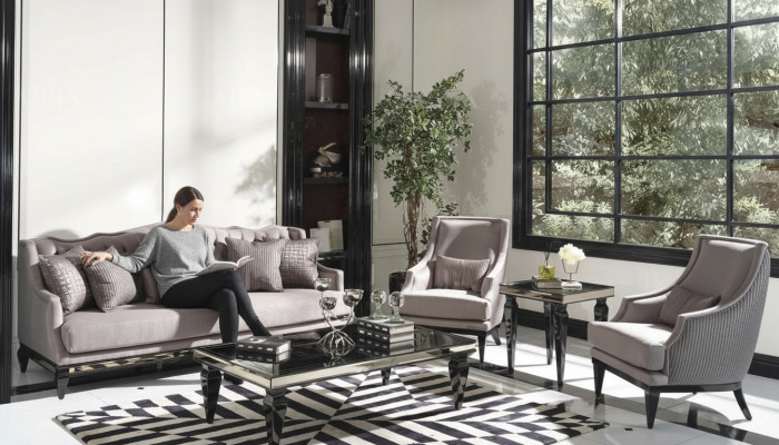 Zestaw sofowy 3 Sofa materiałowa Fotel szara 3-częściowa trzyosobowa sofa tapicerowana