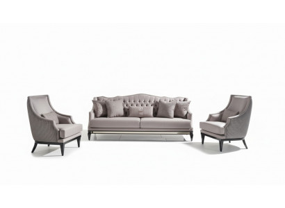 Zestaw sofowy 3 Sofa materiałowa Fotel szara 3-częściowa trzyosobowa sofa tapicerowana