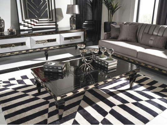 Sofa stolik kawowy stolik kawowy Stolik Drewno salon Czarny