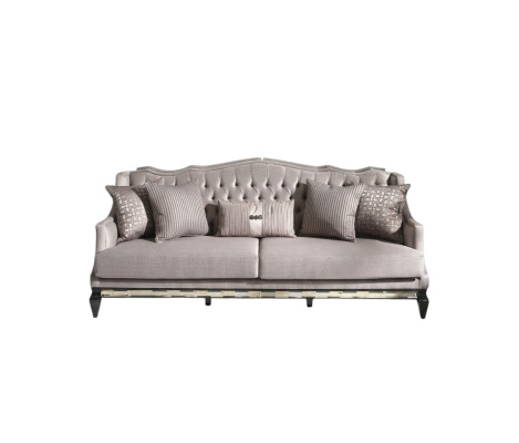 Sofa Chesterfield 3 miejsce do siedzenia Sofa materiałowa Szara Sofa trzyosobowa tapicerowana materiałem