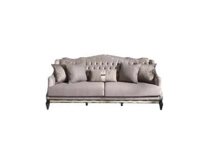 Sofa Chesterfield 3 miejsce do siedzenia Sofa materiałowa Szara Sofa trzyosobowa tapicerowana materiałem