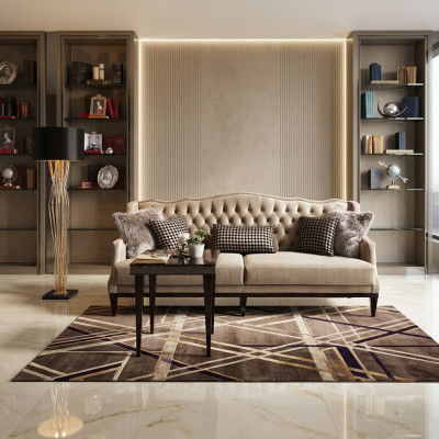 Pokój dzienny Ustawić sofę 3 miejsce do siedzenia Stolik Chesterfield tapicerowana sofa szara