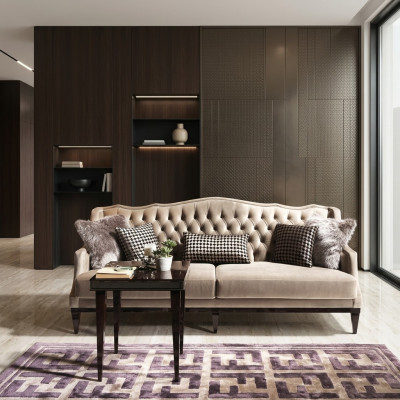 Elegancka trzyosobowa sofa Chesterfield w kolorze szarym - ponadczasowy mebel dla Twojego domu