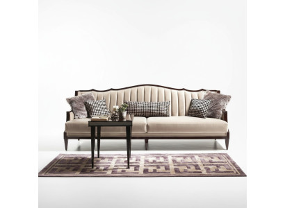 Sofa czteroosobowa 4 miejsce do siedzenia Stolik Kompletna sofa materiałowa Szare Drewno