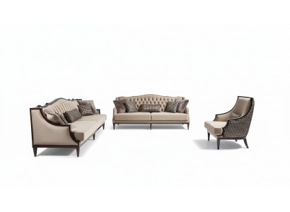 Zestaw kanapowy czteroosobowy trzyosobowy Fotel sofa tapicerowana w kolorze szarym