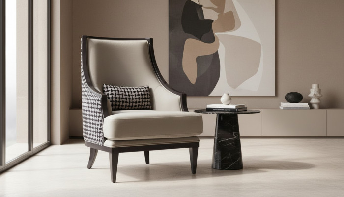 Fotel EarsFotel Single Seater miejsce do siedzenia Materiał Szary Salon Klasyczny
