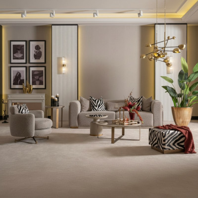 Zestaw sofowy czteroosobowa sofa materiałowa Fotel Stoliki do kawy szary komplet 6 sztuk