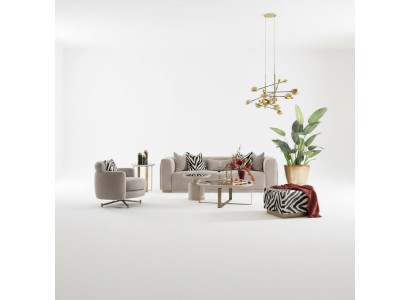 Zestaw sofowy czteroosobowa sofa materiałowa Fotel sofa tapicerowana szara komplet 3 sztuki