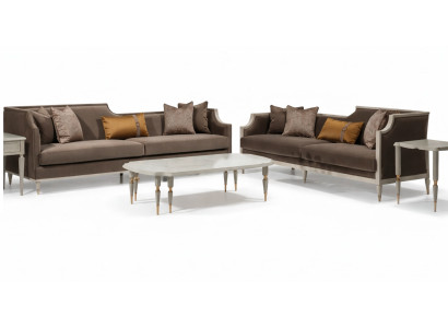 Zestaw sofowy czteroosobowy 4 Siedziba stolik kawowy sofa materiałowa tapicerowana sofa brązowa