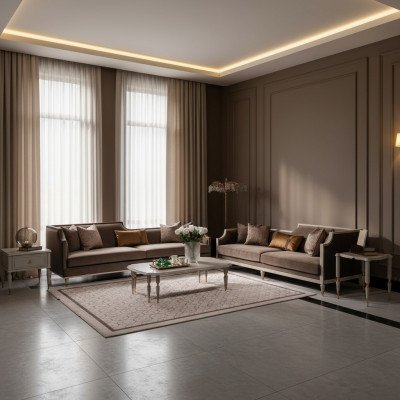 Zestaw sofowy czteroosobowy 4 Sofa Siedziba sofa materiałowa sofa tapicerowana brązowy komplet