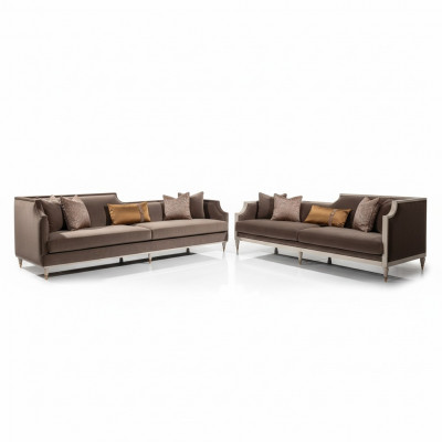 Zestaw sofowy czteroosobowy 4 Sofa Siedziba sofa materiałowa sofa tapicerowana brązowy komplet