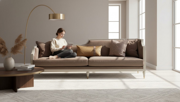 Sofa czteroosobowa 4 miejsce do siedzenia sofa materiałowa brązowa sofa tapicerowana sofy salonowe