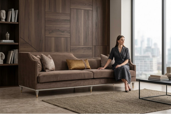 Sofa materiałowa sofa czteroosobowa 4 miejsce do siedzenia brązowe sofy salon sofa tapicerowana