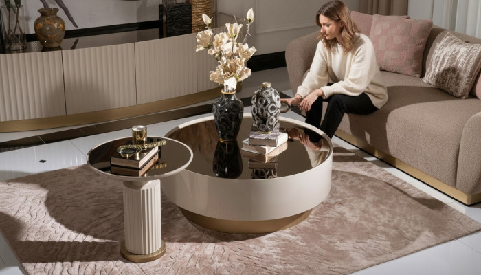 Kompletny stolik kawowy Stolik sofa stolik kawowy beż luksusowy