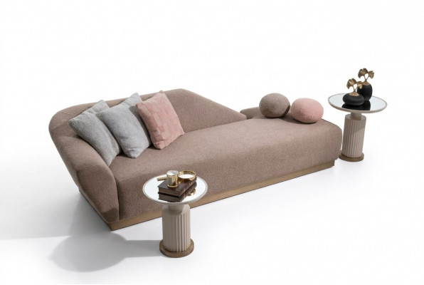 Szezlong Grupa Sofa Stoliki boczne Podkładka Materiał Nowoczesny zestaw 3-częściowy