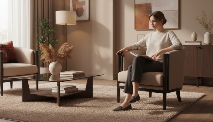 Fotel EarsFotel Material Szare miejsce siedzące CocktailFotel RelaxFotel Design