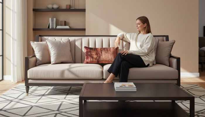 Sofa czteroosobowa 4 miejsce do siedzenia sofa materiałowa sofa tapicerowana szara klasyczny design