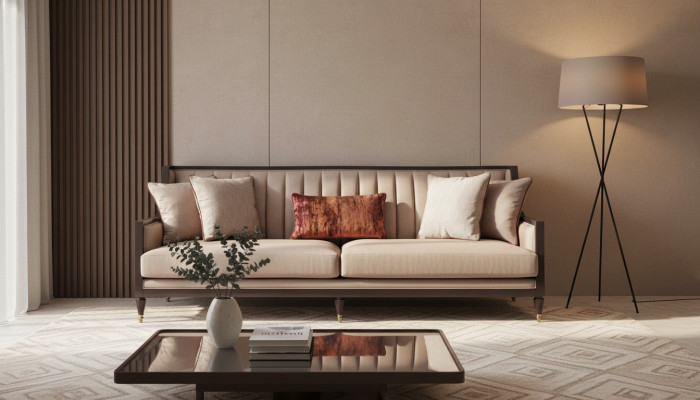 Sofa czteroosobowa 4 miejsce do siedzenia sofa materiałowa sofa tapicerowana szara klasyczny design