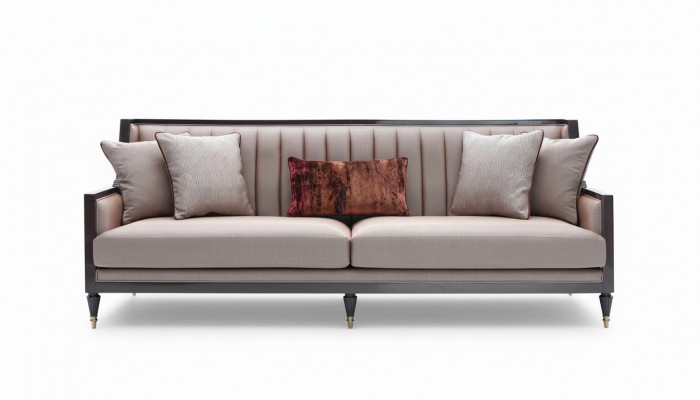 Sofa czteroosobowa 4 miejsce do siedzenia sofa materiałowa sofa tapicerowana szara klasyczny design