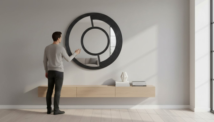 lustro ścienne Okrągły Speigel Dekoracyjny nowoczesny design do salonu Czarny