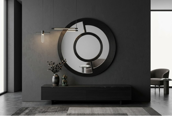 lustro ścienne Okrągły Speigel Dekoracyjny nowoczesny design do salonu Czarny