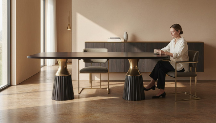 Stół do jadalni Stół obiadowy Tabela Czarny drewniany stół jadalnia design