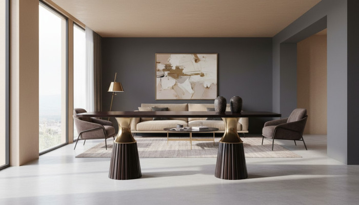 Stół do jadalni Stół obiadowy Tabela Czarny drewniany stół jadalnia design