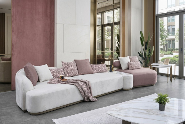 Żywy krajobraz Sofa Tkaninowa Różowa Duża Sofa Sofa Tapicerowana Nowoczesne Sofy