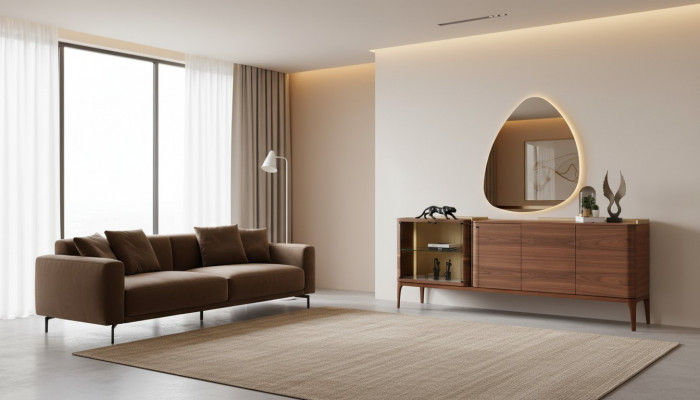 Kredens z Lustro Kredens Szafa drewniana szafka Brown Kredens Design