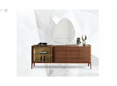 Kredens z Lustro Kredens Szafa drewniana szafka Brown Kredens Design